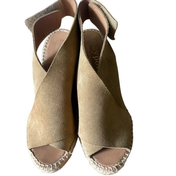 Maypol Quais Light Taupe Suede Wedge Espadrille - Size 38 - Picture 1 of 6
